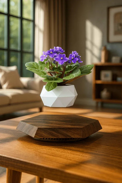 Levitating - Floating Flower Pot with Wood Base ©