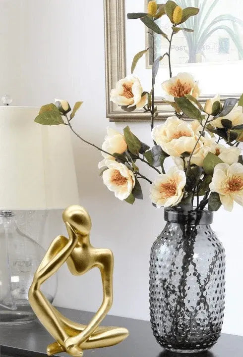 Abstract Gold Thinking Woman Statue