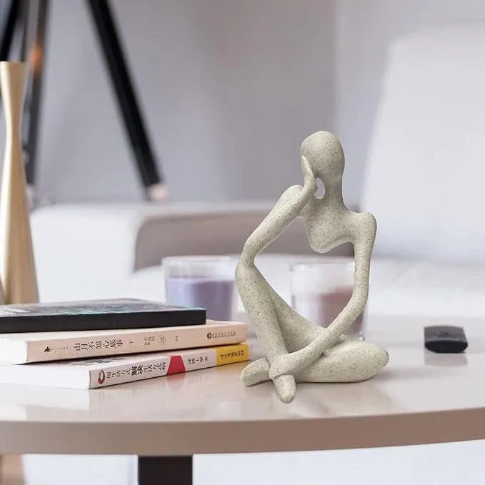 Abstract Stone-Look Thinking Woman Statue